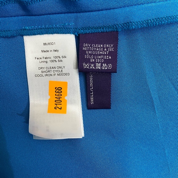 $3498 RALPH LAUREN COLLECTION Purple Label Silk Dress XS 0 Bright Blue new - Picture 11 of 12